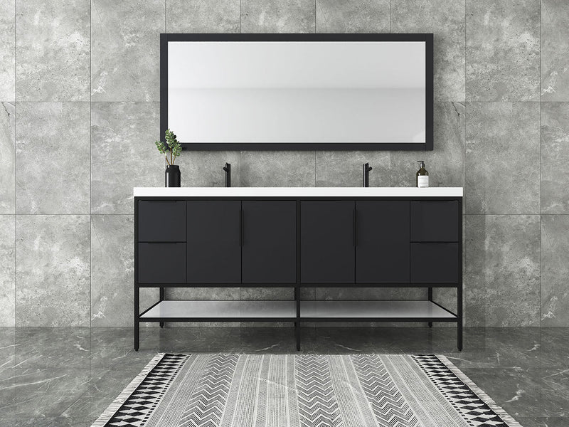 Matthew 24"-72" Glossy White Freestanding Vanity with Reinforced Acrylic Sinks (image 5)