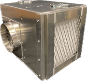 Aerospace America Aeroclean 600EV 9160 compact air scrubber, intake side with mesh grille and round exhaust