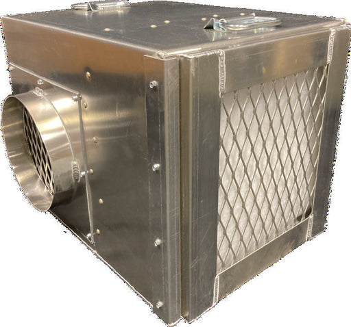 Aerospace America Aeroclean 600EV 9160 compact air scrubber, intake side with mesh grille and round exhaust