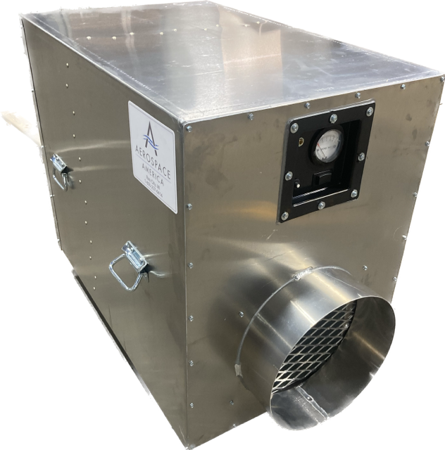 Aerospace America Aeroclean 1900 Magnum air scrubber, front three-quarter view