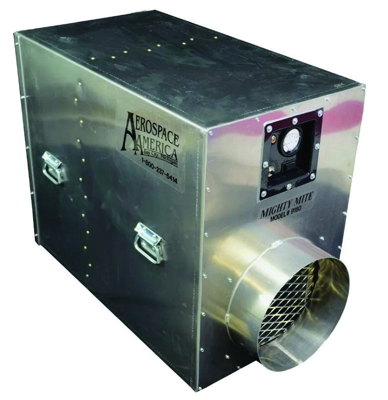 Aerospace America Aeroclean Mighty Mite 9180 slim air scrubber, front three-quarter view