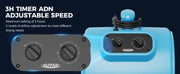 Close-up of the GE2000T speed and timer dials, with a 3H Timer and Adjustable Speed label