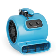 AlorAir GE3000T air mover in blue, front three-quarter view showing the speed and timer dials
