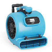 AlorAir GE4000HCW air mover in blue with pull-out handle, wheels, digital panel and carpet clamp, front three-quarter view