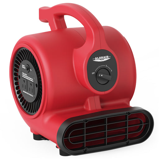 AlorAir GF600A air mover in red, front three-quarter view
