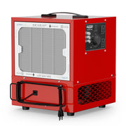 Red AlorAir PureCare 1050 portable air filtration system, three-quarter view with the side filter, control panel and top handle