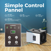 AlorAir Sentinel HD35P control panel with on/off, set, drain and GPP mode buttons and a humidity display