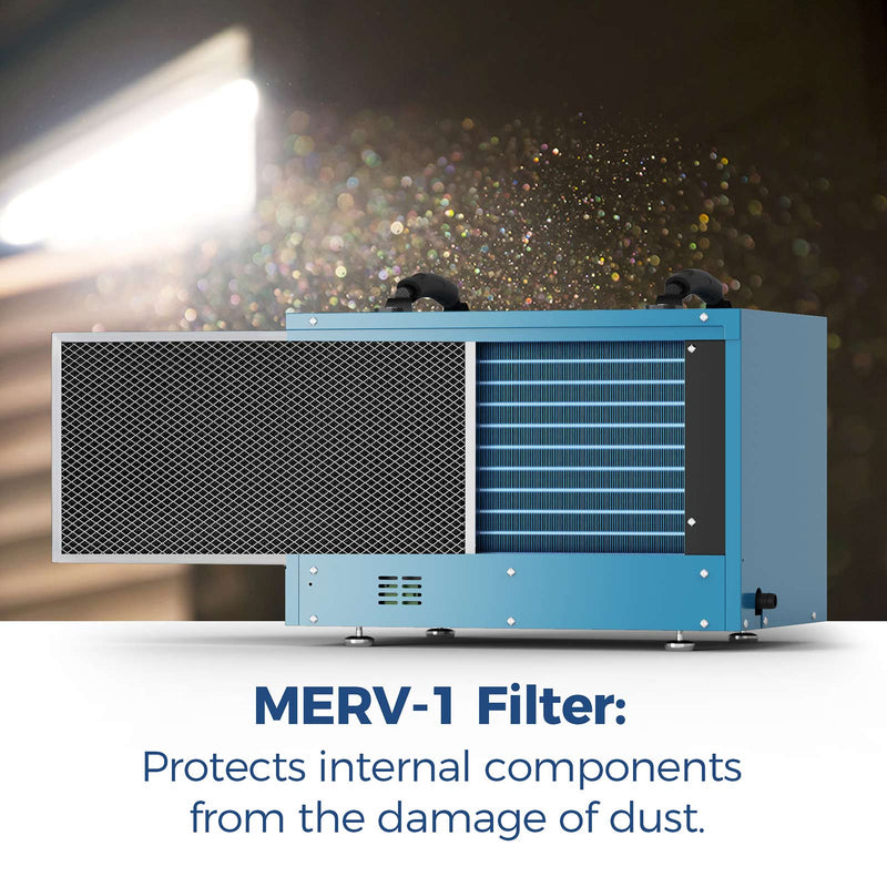 AlorAir Sentinel HD55 with its MERV-1 filter panel and coil exposed