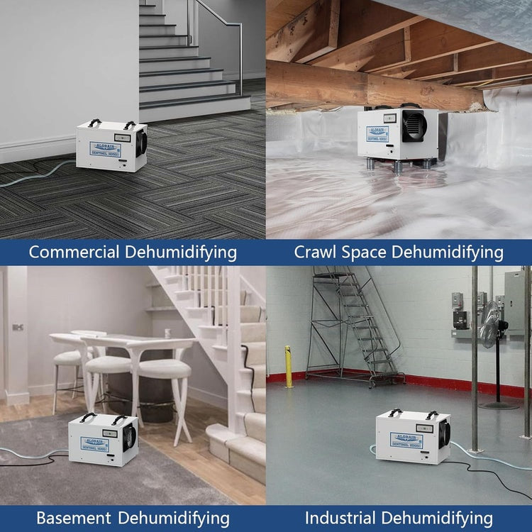 White AlorAir Sentinel HD55S in commercial, crawl space, basement and industrial settings