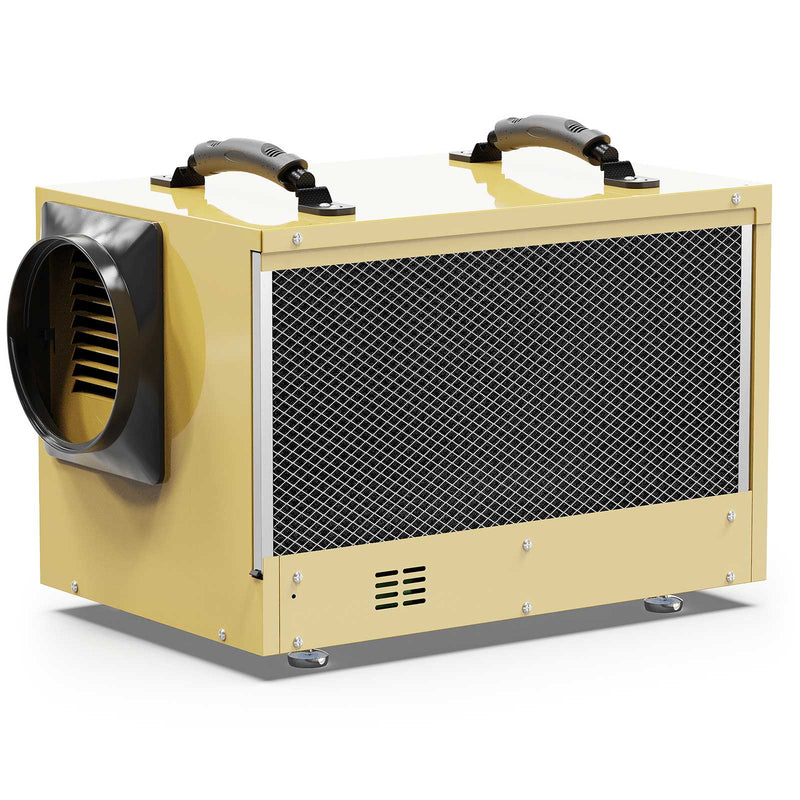 Gold AlorAir Sentinel HD55S rear three-quarter view showing the inlet grille and outlet collar
