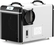AlorAir Sentinel HD90 discharge end showing the control panel, round supply duct collar and terminal strip