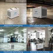 AlorAir Sentinel HDi100 drying a basement, a crawl space, a warehouse and a commercial office