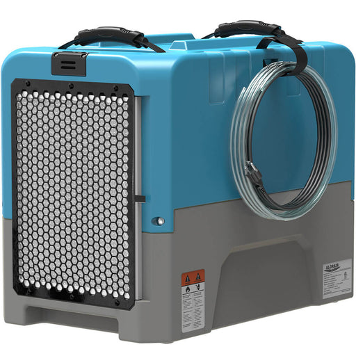 AlorAir Storm LGR Extreme dehumidifier in blue and gray, front three-quarter view