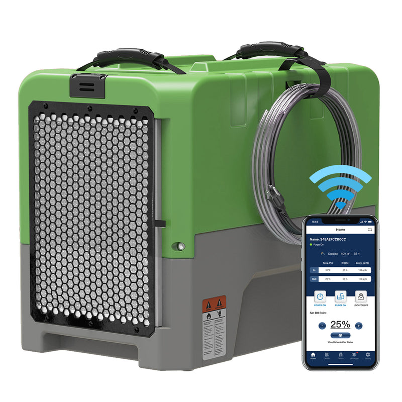 AlorAir Storm LGR Extreme WiFi in green with a phone showing the AlorAir app