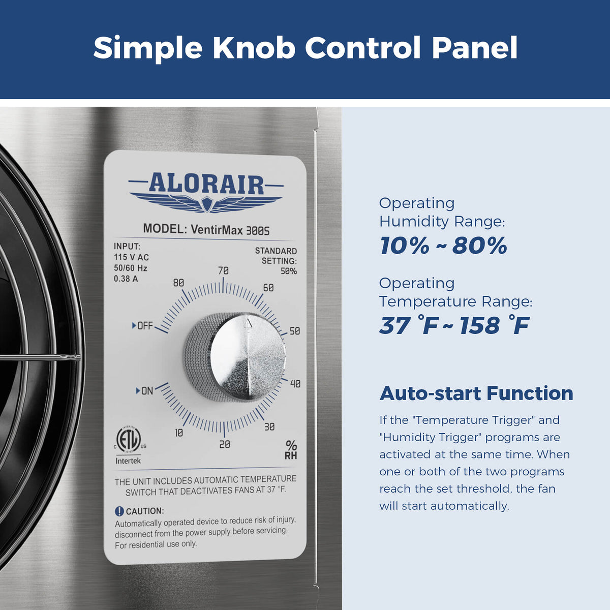 Humidistat knob or digital programming