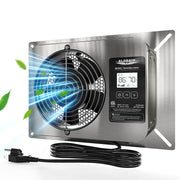 Stainless AlorAir VentirMax 300SD ventilation fan on its mounting plate with the digital display and power cord