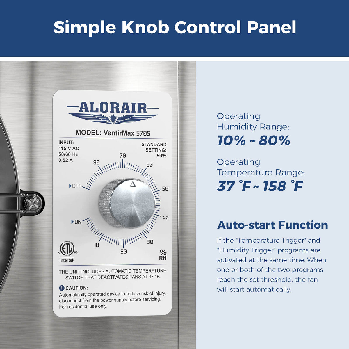 Humidistat knob or digital programming