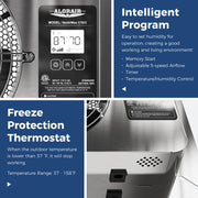 Close-up of the VentirMax 570SD digital controller, with Intelligent Program and Freeze Protection Thermostat panels