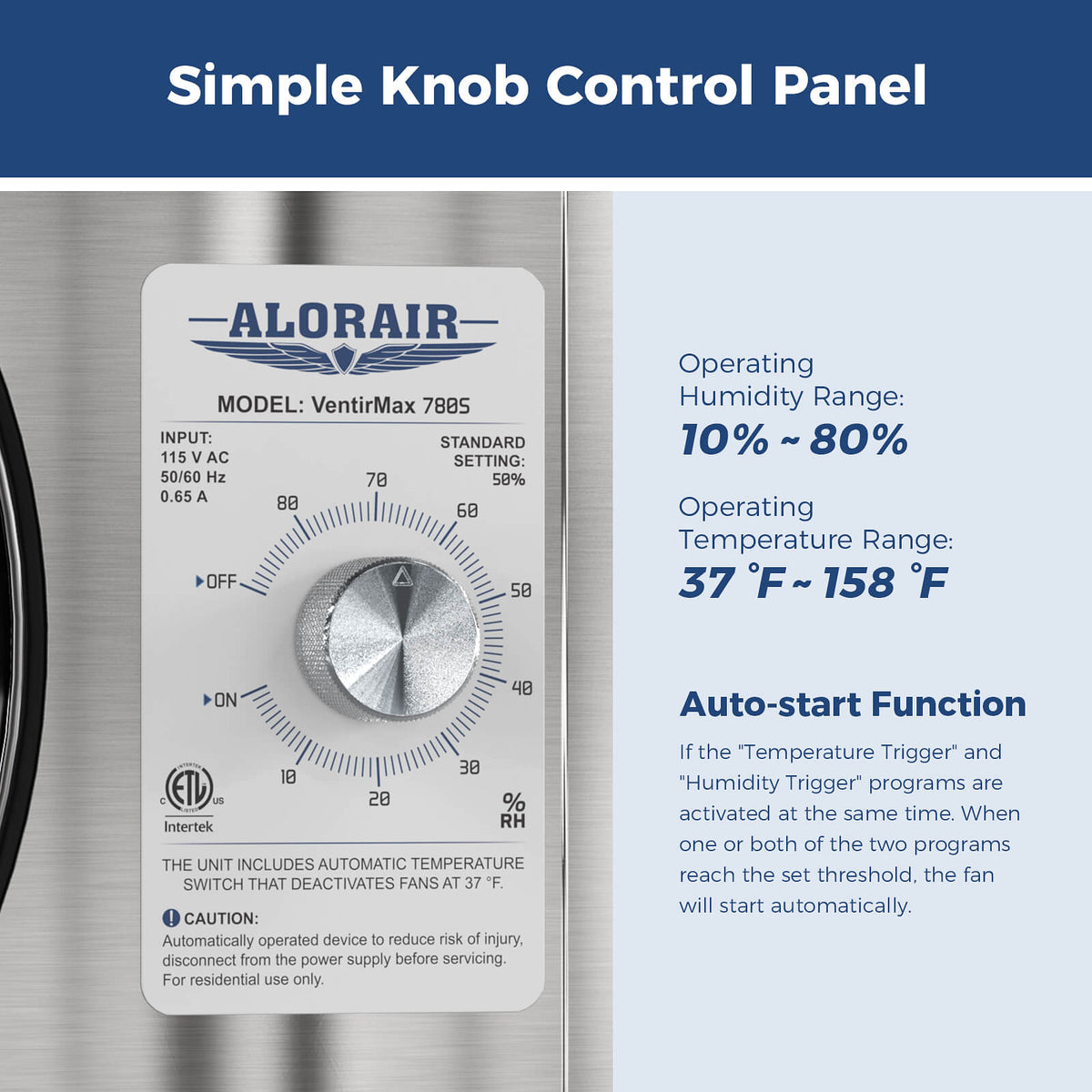 Humidistat knob or digital programming