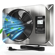 Stainless AlorAir VentirMax 780SD ventilation fan on its mounting plate with the digital display and power cord