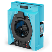 Blue AlorAir Zeus 900 radial air mover standing upright, front view