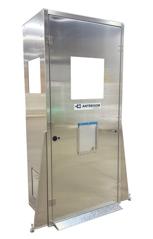 AnteRoom 36 style module with two side stabilizers, windowed door and leveling feet