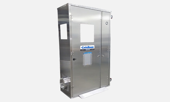 AnteRoom 48 Double Door aluminum unit with door window, side window, duct port and floor ramp