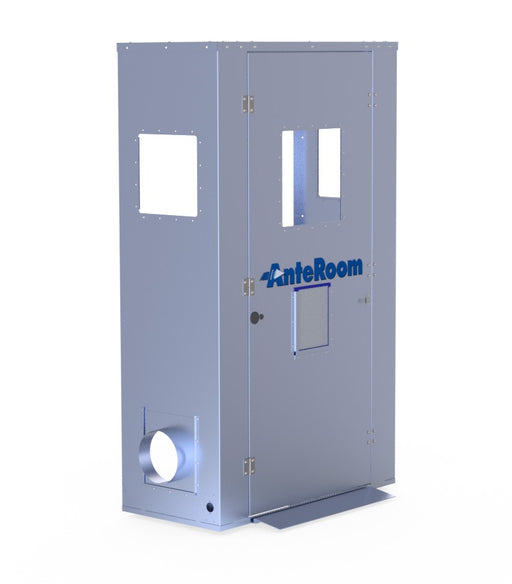 AnteRoom 48 render, 2' deep base module with hinged door, window and side duct port