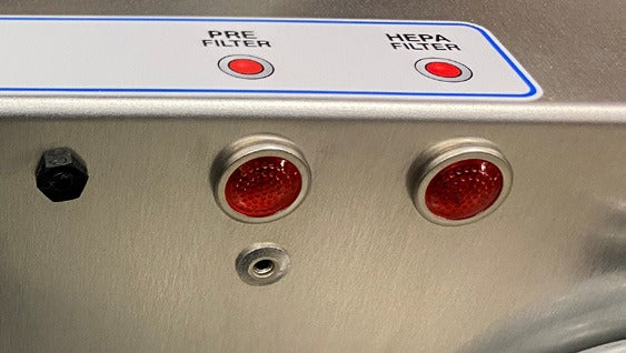 HEPAFORCE AIR control panel with pre-filter and HEPA filter indicator lights
