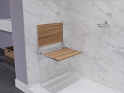 ANZZI AC-AZ203 Folding Shower Seat seat mounted on a marble shower wall