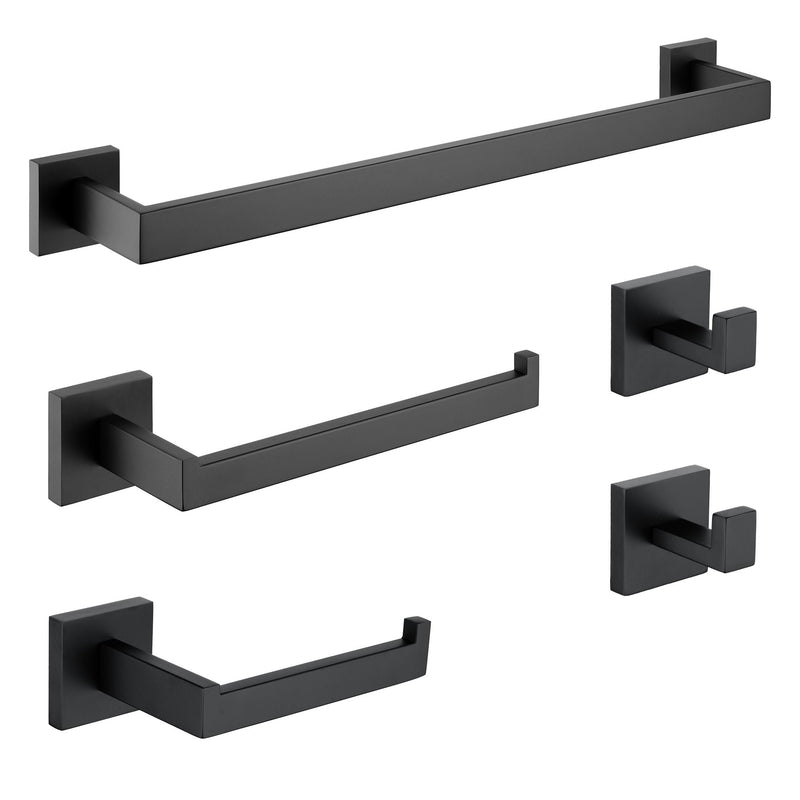 ANZZI AC-AZSET2-MB bathroom accessory set in Matte Black, main product photo