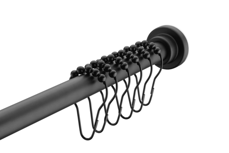 ANZZI AC-AZSR55MB shower curtain rod in Matte Black, white background view 2