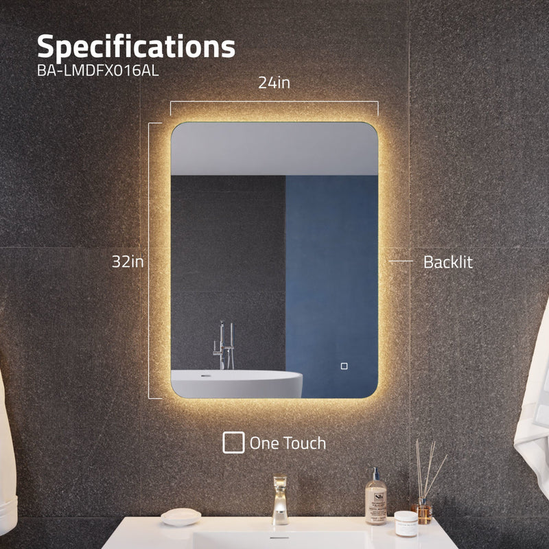 ANZZI BA-LMDFX016AL led bathroom mirror, dimension drawing