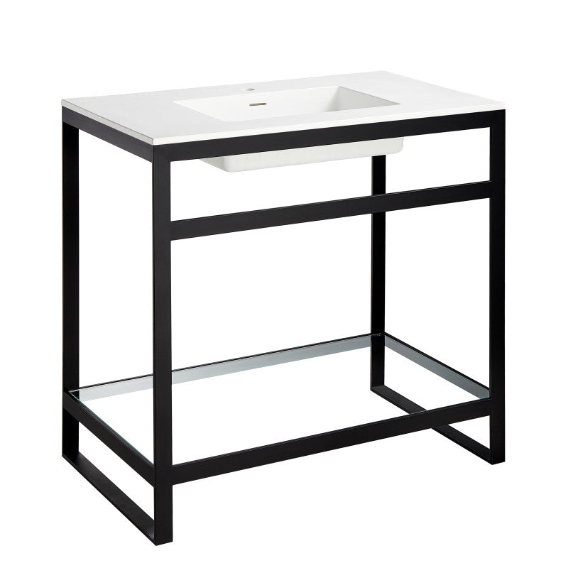 ANZZI CS-FGC005-MB Orchard console sink in matte black, main product photo