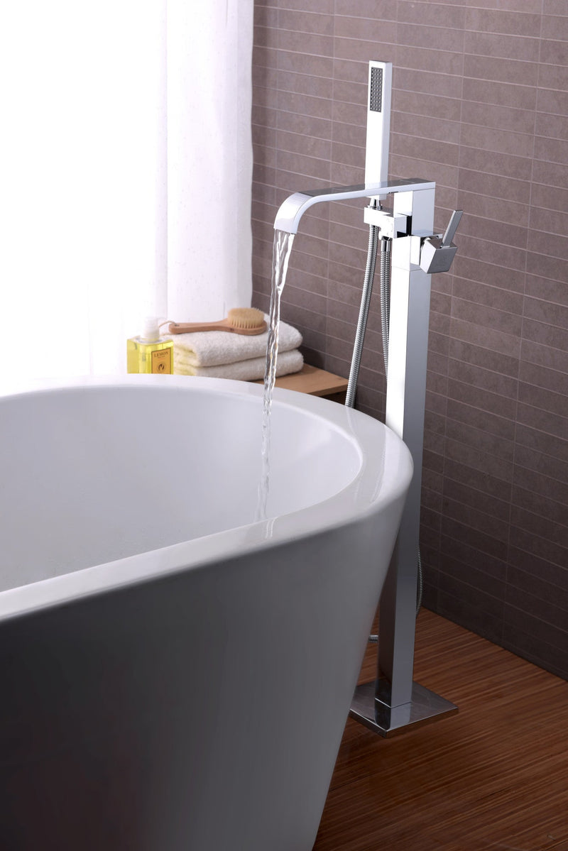 ANZZI FS-AZ0044BN Angel bathtub faucet in polished chrome, installed room view 1