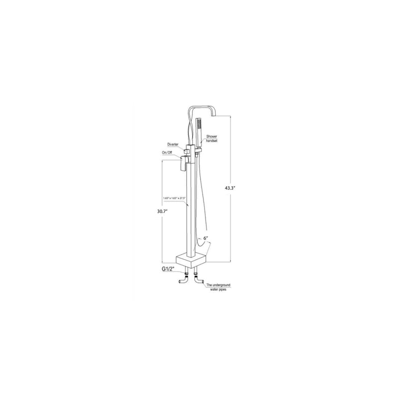 ANZZI FS-AZ0050BN Yosemite tub filler, dimension drawing