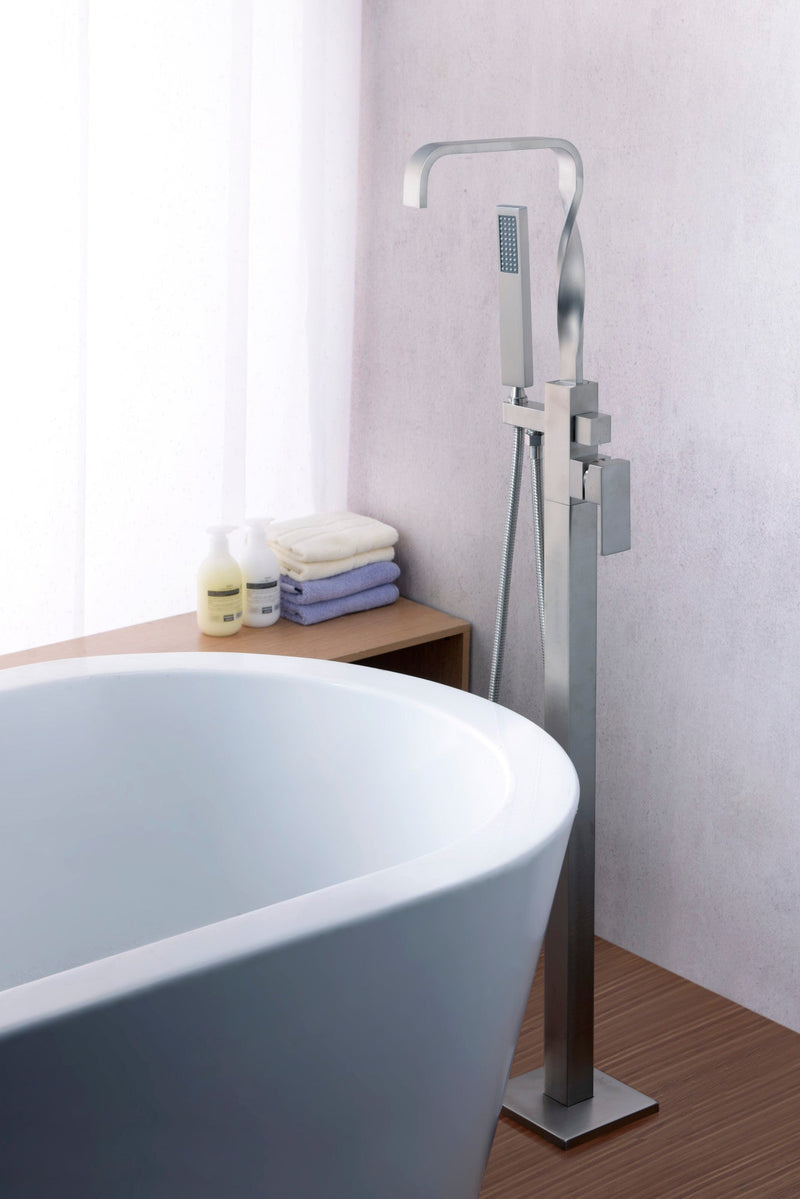 ANZZI FS-AZ0050BN Yosemite tub filler in brushed nickel, installed room view 1