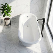 ANZZI FT-AZ090 Talyah tub from the slipper end, beside a window with a black floor filler