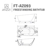 ANZZI FT-AZ093 Trend Series 67" x 32" Flat Bottom Acrylic Freestanding Soaking Bathtu, dimension drawing