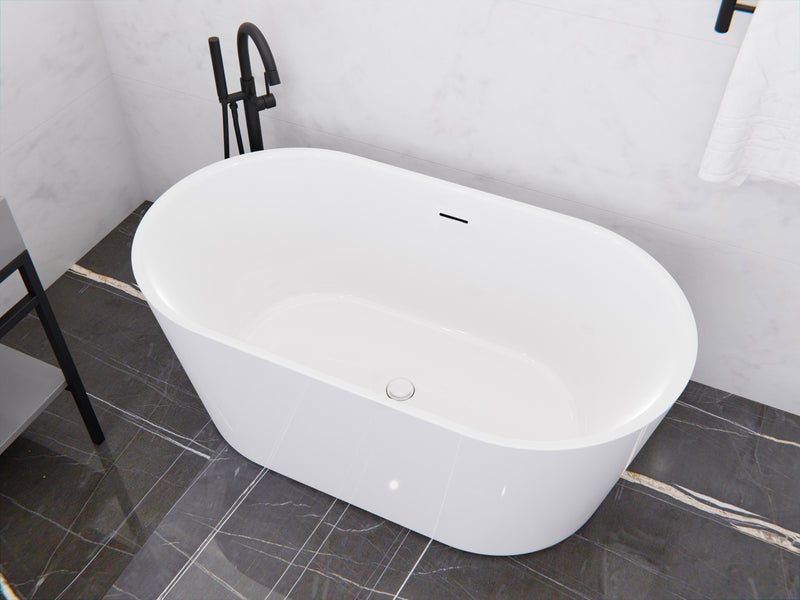 ANZZI FT-AZ098-59 Chand Series 59" - 67" Flat Bottom Freestanding Soaker Tub with Ergono, product view 7