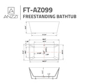 ANZZI FT-AZ099 Zenith Series 5.58 ft. Freestanding Bathtub in White, dimension drawing