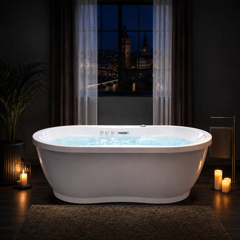 ANZZI FT-AZ102 Lori Series 71" L x 36" W Acrylic Freestanding Air Bathtub with Center, product view 3