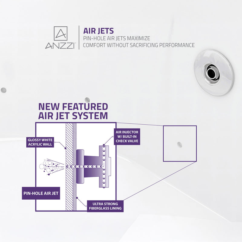ANZZI FT-AZ102 Lori Series 71" L x 36" W Acrylic Freestanding Air Bathtub with Center, product view 7
