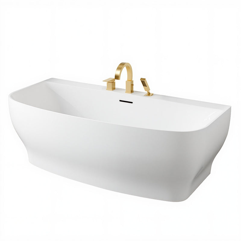 ANZZI FT-AZ112-473BG Bank Series 65" x 31" Flat Bottom Acrylic Freestanding Soaking Bathtub, product view