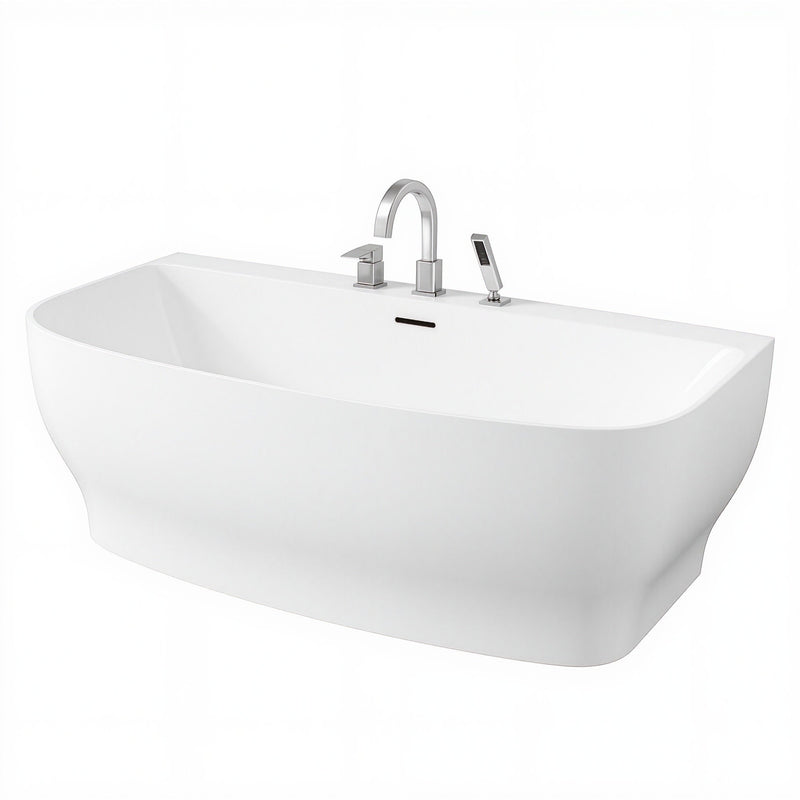 ANZZI FT-AZ112-473CH Bank 65" x 31" Flat Bottom Acrylic Freestanding Soaking Bathtub and Fa, product view
