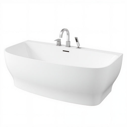 ANZZI FT-AZ112-473CH Bank 65" x 31" Flat Bottom Acrylic Freestanding Soaking Bathtub and Fa, product view