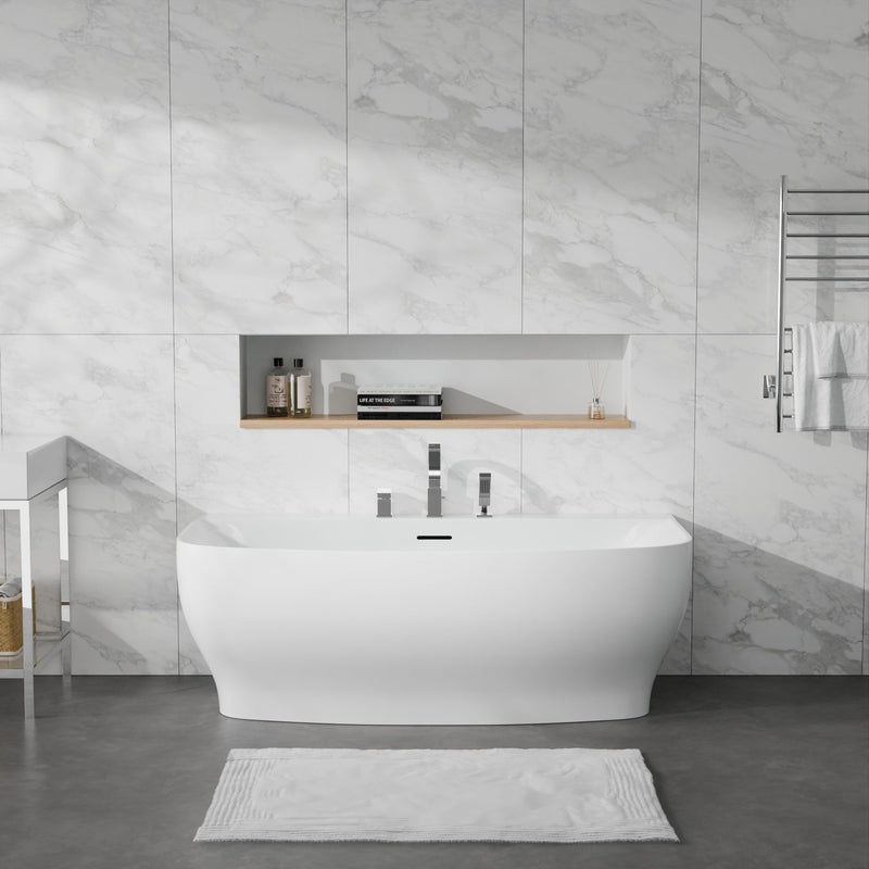 ANZZI FT-AZ112-473CH Bank 65" x 31" Flat Bottom Acrylic Freestanding Soaking Bathtub and Fa, product view 2