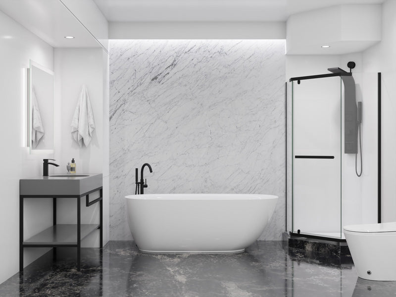 ANZZI FT-AZ401 Ami Series 67" Freestanding Soaker Tub with Elegant Curve, product view 2