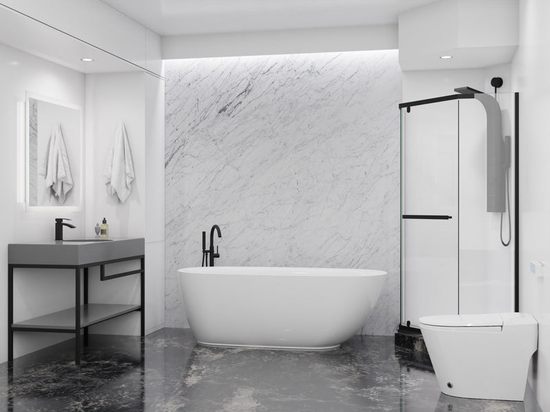 ANZZI FT-AZ401 Ami Series 67" Freestanding Soaker Tub with Elegant Curve, product view 3