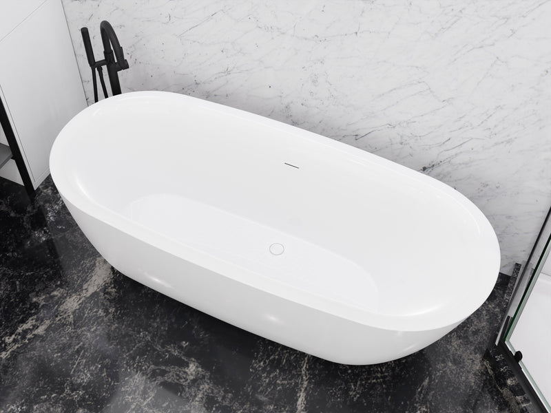 ANZZI FT-AZ411-59 Britt 59" x 30" Flat Bottom Acrylic Freestanding Soaking Bathtub with, product view 2